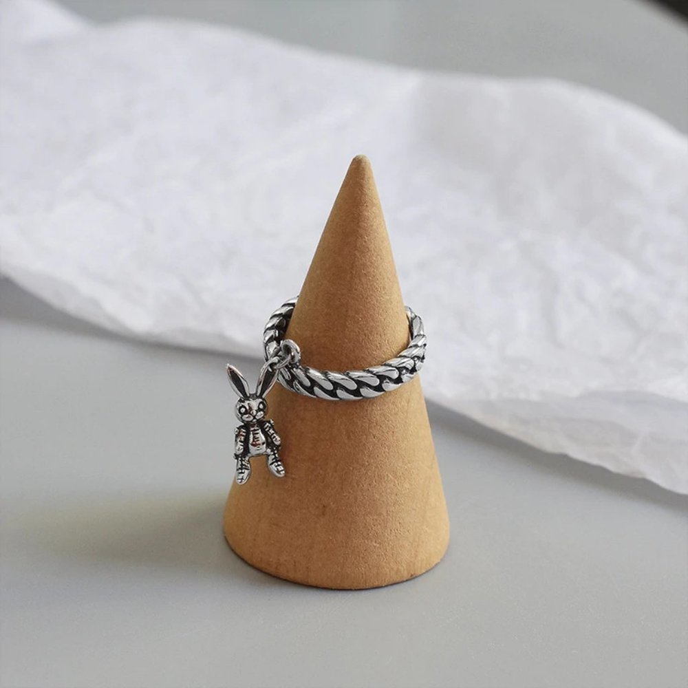 NEW 925 Sterling Silver Rabbit Adjustable Ring - Picture 3 of 7
